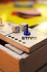 game pieces on a board game