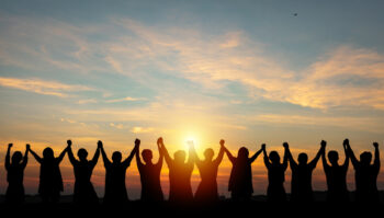 holding hands in sunset image